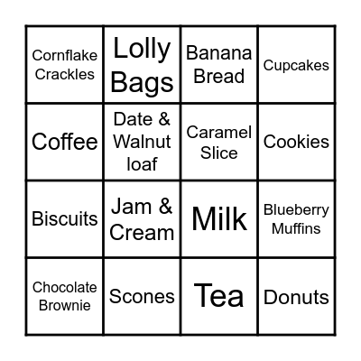 Bake Stall Recipes Bingo Card