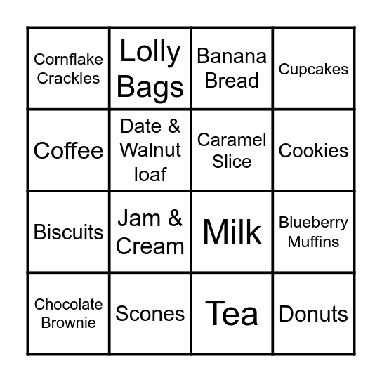 Bake Stall Recipes Bingo Card