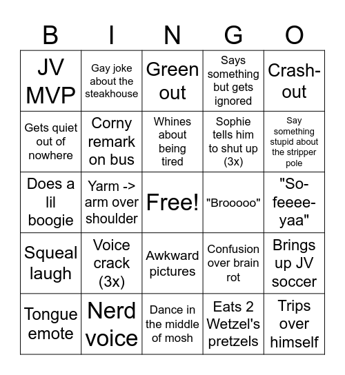 EDP Bingo Card