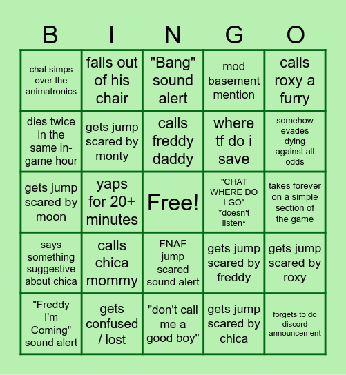 Cam2r FNAF: SB Bingo Card