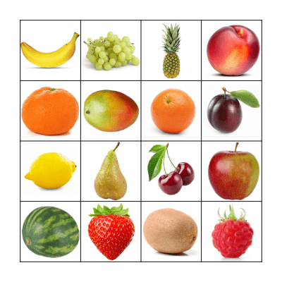 fruit Bingo Card