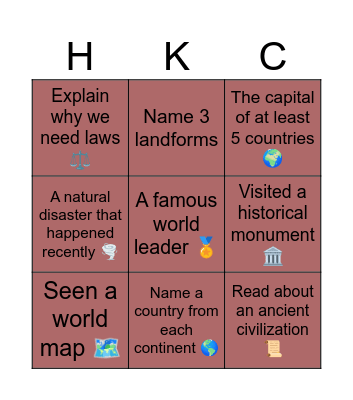 I have, known, can Bingo Card