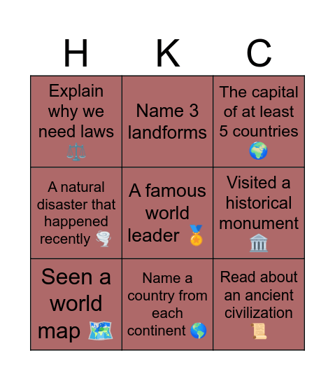 I have, known, can Bingo Card