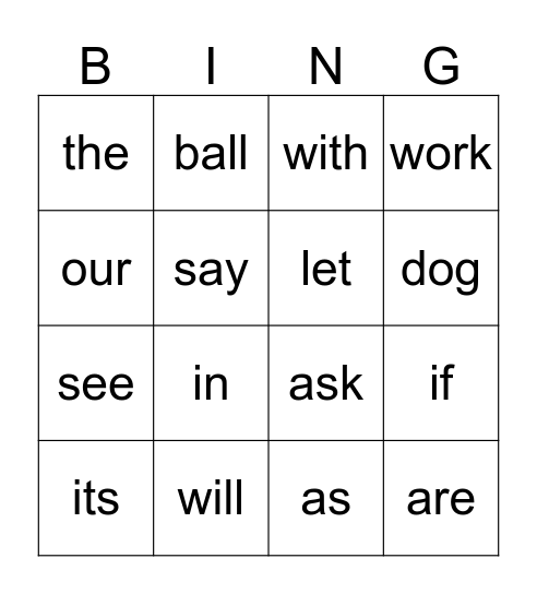 Aubrey's site words Bingo Card