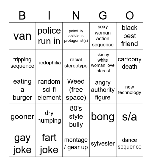 Stoner Movie Bingo Card