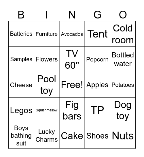 Costco Bingo Card