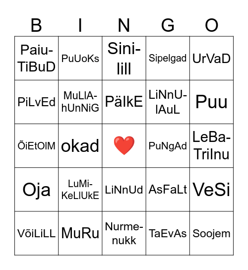 Kevad Bingo Card