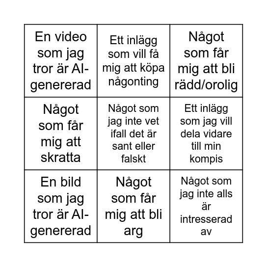 Mitt flöde Bingo Card