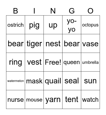 Phonics unit 7 & 8 Bingo Card