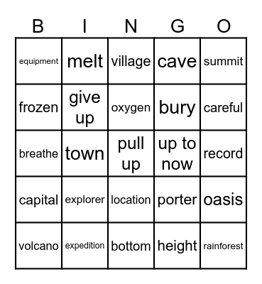 FF4 Unit 11 vocabulary Bingo Card