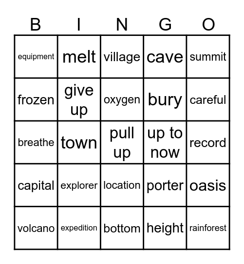 FF4 Unit 11 vocabulary Bingo Card