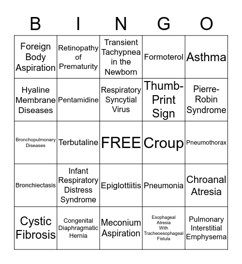 DISEASES Bingo Card