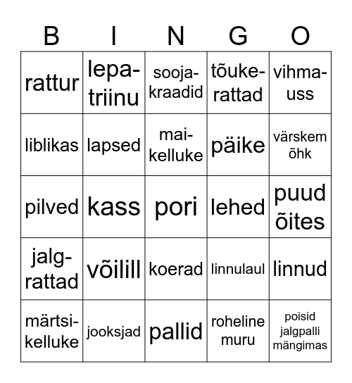 kevad Bingo Card