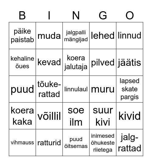 Kevad Bingo Card