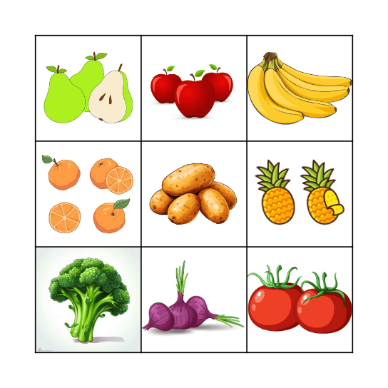 Bingo - Fruit and Vegetables Bingo Card