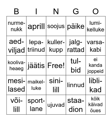 Kevad Bingo Card