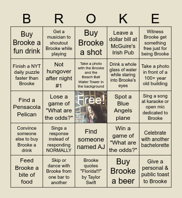 Brooke's Bach Bash Blackout Bingo Card