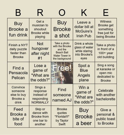 Brooke's Bach Bash Blackout Bingo Card