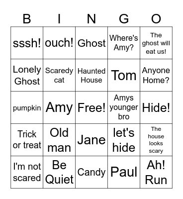 Haunted House Bingo Card