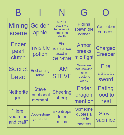 Flint and Steel Bingo Card