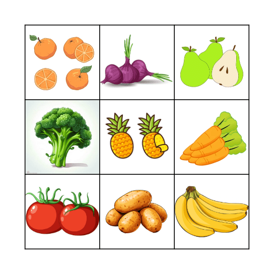 Bingo - Fruit and Vegetables Bingo Card