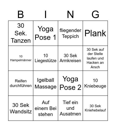 Gesundheitstag 2025 Bingo Card