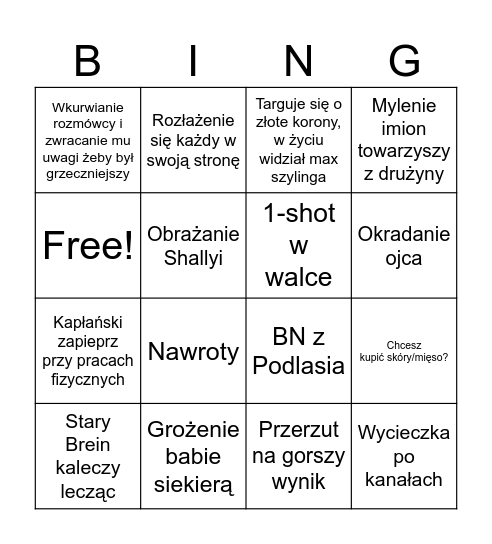 WHBingo Card