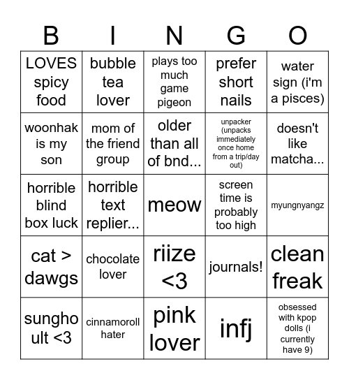 rhy's Bingo Card