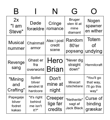 Minecraft Bingo Card