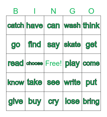 Irregular verbs kids box4 Bingo Card