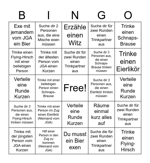 JGA-Bingo-Prünie Bingo Card