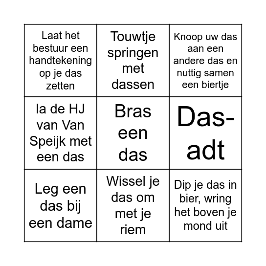 Lelijke dassenbingo Card