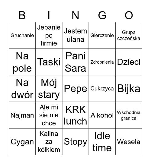 Kolejny dzień i znowu to samo Bingo Card
