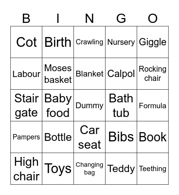 Baby Bingo Card