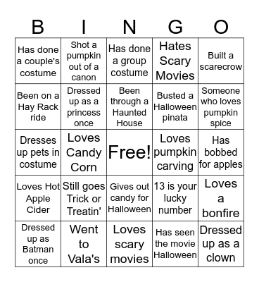 Halloween Bingo Card