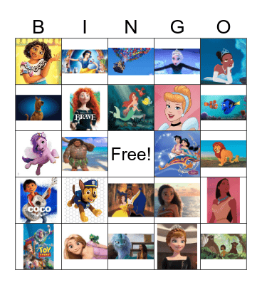 Disney Music Bingo Card