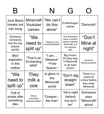 🌳⚔️I'm sexy, free and ready to MINECRAFT BINGO!! ⚔️🌳 Bingo Card