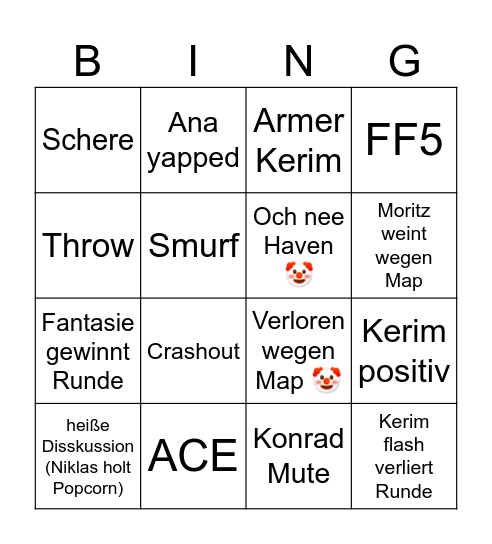 Valo 5 Stack Bingo Card