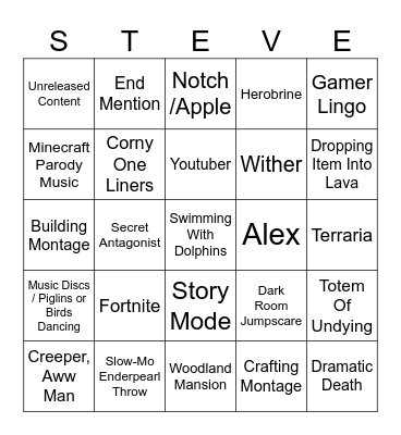 STEVE Bingo Card