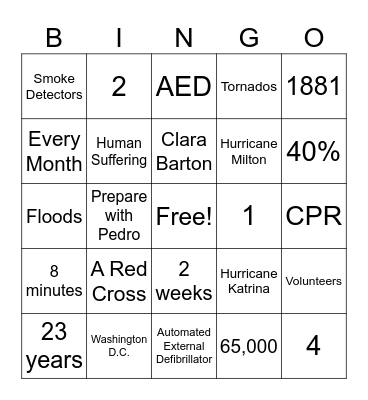 Red Cross Bingo! Bingo Card