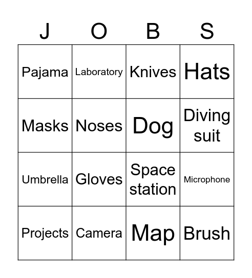 Jobs and possessives Bingo Card