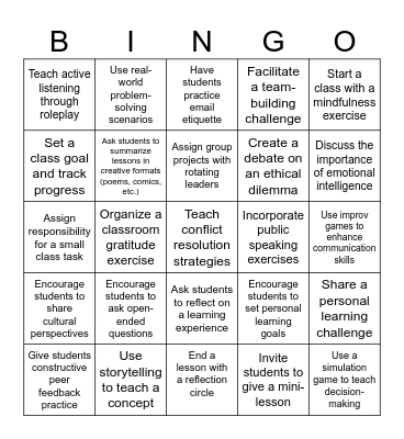 Soft Skill Bingo Card
