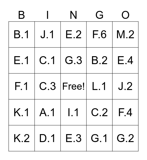 IXL Reading Strategies Bingo Card