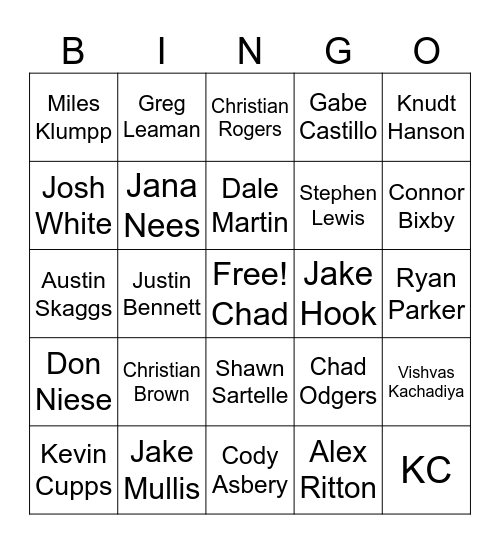 Next to go Bingo Card