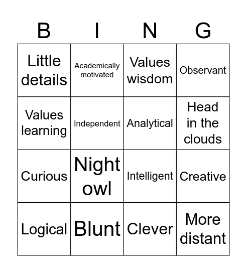Ravenclaw Bingo Card