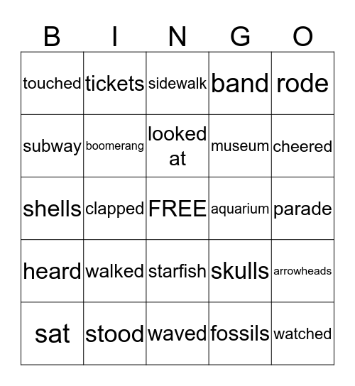 City Destination Bingo Card