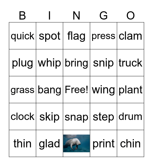 1st Grade Blends Bingo Card