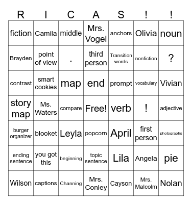 RICAS Bingo Card