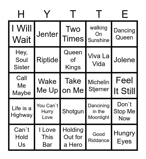 Hyttetur Bingo Card