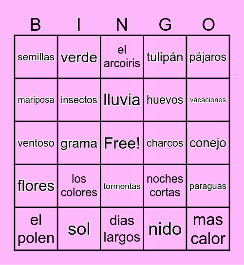 Primavera 2- 4 Bingo Card